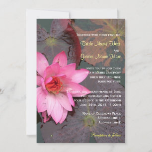 Invitation de mariage fleur de nénuphar rose
