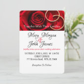 Invitation de mariage Fleur de rose rouge avec bag (Debout devant)