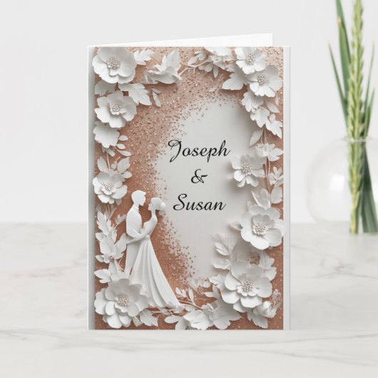 ✨ Invitation de mariage Fleur en papier Mariée et  (Devant)
