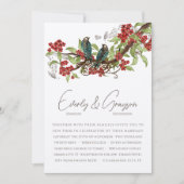 Invitation de mariage Fleur Rouge Branche Oiseaux (Devant)