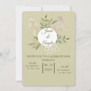 Invitation de mariage fleur verte