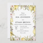 Invitation de mariage FLEUR VERTE CITRON (Devant)