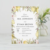 Invitation de mariage FLEUR VERTE CITRON (Debout devant)