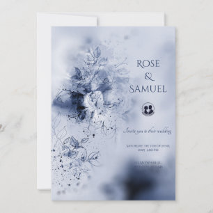 Invitation de mariage Fleurs brumeuses colorées Bl