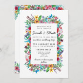 Invitation de mariage Fleurs Colorées (Devant / Derrière)