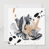 Invitation de mariage Fleurs de fumée Noir et Or (Dos)