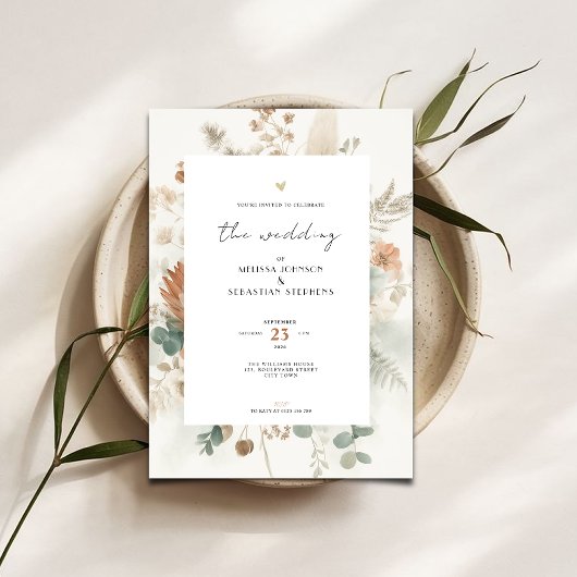 Invitation de mariage Fleurs en Terracotta Tendanc
