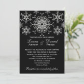 Invitation de mariage Flocons de neige à paillette (Debout devant)