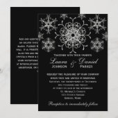 Invitation de mariage Flocons de neige à paillette (Devant / Derrière)