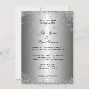 Invitation de mariage flocons de neige pailletés a