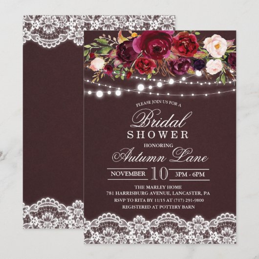 Invitation de mariage floral automne (Devant / Derrière)