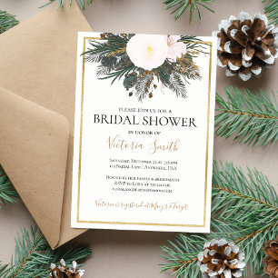 Invitation de mariage floral blanc hivernal