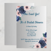 Invitation de mariage floral bleu rose (Devant / Derrière)