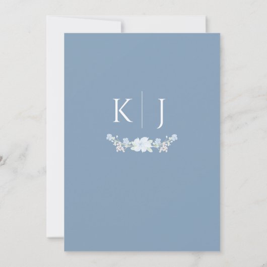 Invitation de Mariage Floral Blue (Dos)