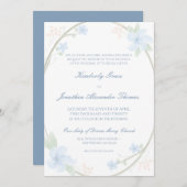 Invitation de Mariage Floral Blue (Devant / Derrière)