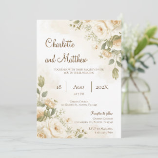 Invitation de mariage floral bohème