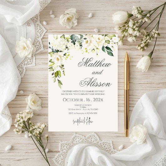 Invitation de mariage floral bohème