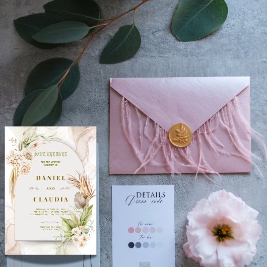 Invitation de mariage floral bohème
