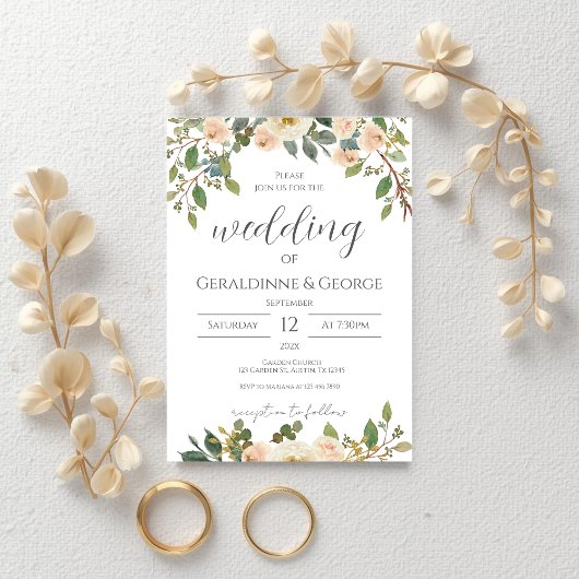 Invitation de mariage floral bohème
