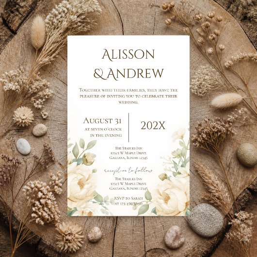 Invitation de mariage floral bohème
