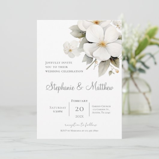 Invitation de mariage floral Boho (Debout devant)