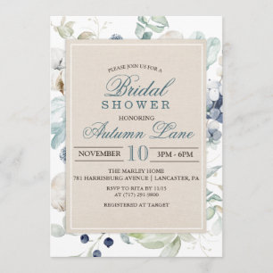 Invitation de mariage floral botanique hivernal