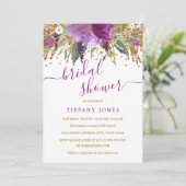 Invitation de mariage floral confetti or violet (Debout devant)