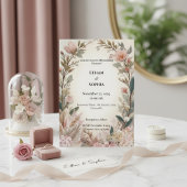 Invitation de mariage floral de Boho rose vif