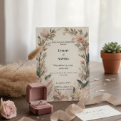 Invitation de mariage floral de Boho rose vif