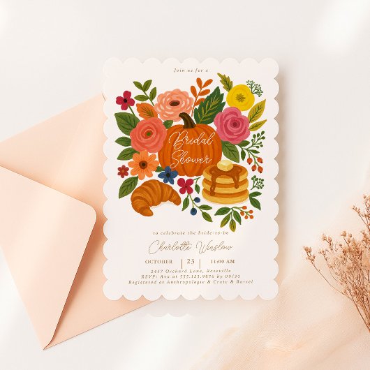 Invitation de mariage floral de citrouille Shower