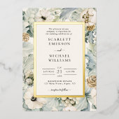 Invitation de Mariage floral d'hiver (Recto)