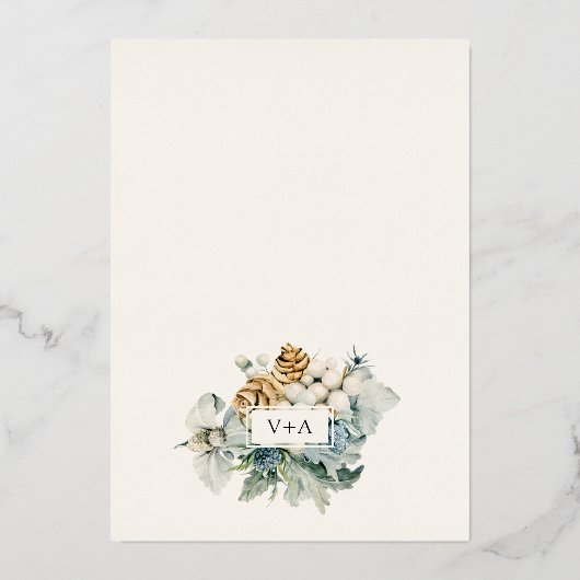 Invitation de Mariage floral d'hiver (Verso)