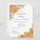 Invitation de mariage floral en espagnol (Devant)
