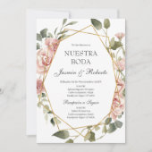 Invitation de mariage floral en espagnol (Devant)