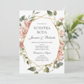 Invitation de mariage floral en espagnol (Debout devant)