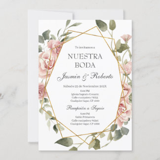 Invitation de mariage floral en espagnol