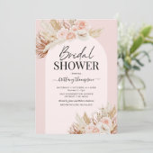 Invitation de mariage floral en herbe de Pampas ro (Debout devant)