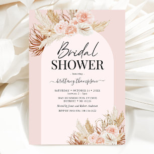 Invitation de mariage floral en herbe de Pampas ro