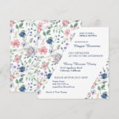 Invitation de mariage floral fantaisie peinte (Devant / Derrière)