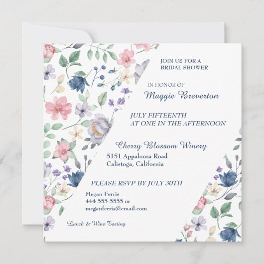 Invitation de mariage floral fantaisie peinte (Devant)