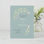 Invitation de mariage floral, fleurs sauvages (Debout devant)