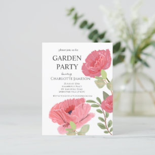 Invitation de mariage Floral Garden Party aux coqu