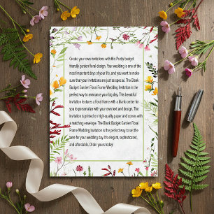 Invitation de mariage floral jardin Budget Vierge
