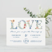 Invitation de mariage Floral LOVE (Debout devant)