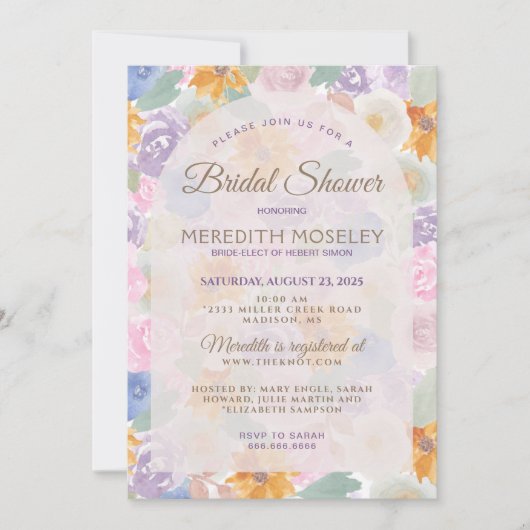 Invitation de mariage floral magnifique (Devant)