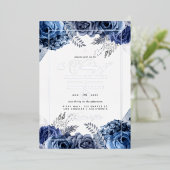 Invitation de Mariage floral marine et argenté (Debout devant)
