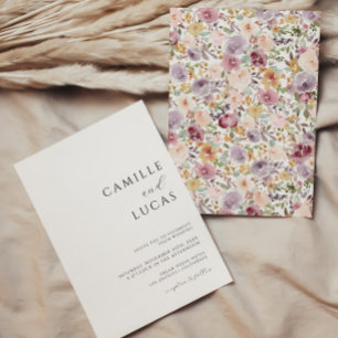 Invitation de mariage floral minimal moderne