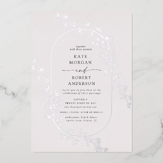 Invitation de Mariage floral moderne (Recto)