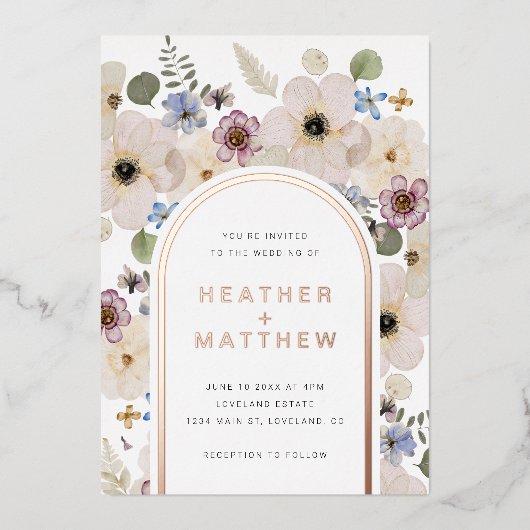 Invitation de Mariage floral moderne (Recto)