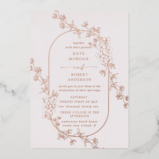 Invitation de Mariage floral moderne (Recto)